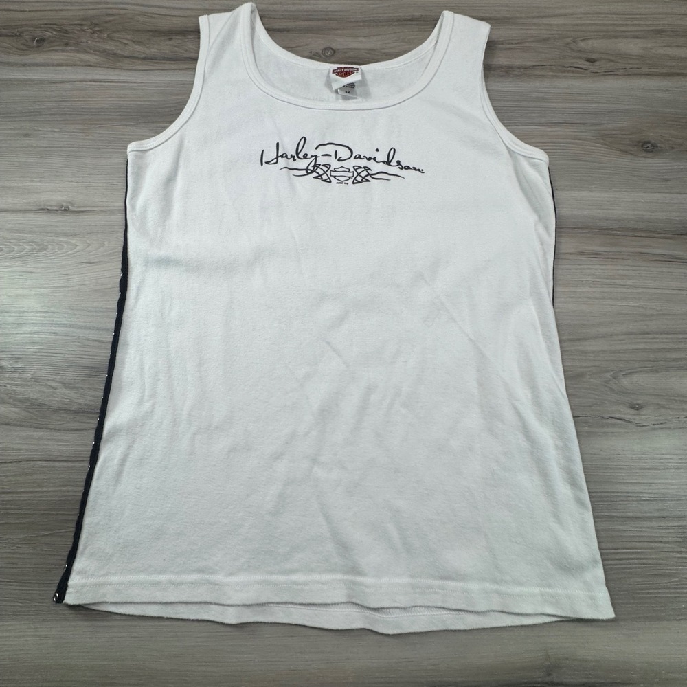 Vintage 2007 Harley Davidson Smoky Mountain Side Grommet Tank Top White 3X USA